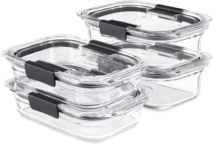 Rubbermaid Brilliance Glass Food Storage set of 4 containers 8 total pieces by Rubbermaid