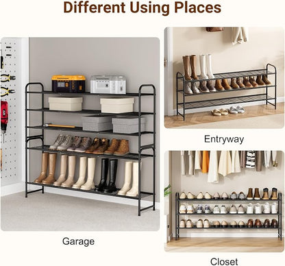 KEETDY 3-Tier Long Shoe Rack for Closet Metal Shoe Organizer for Entryway - Image 6