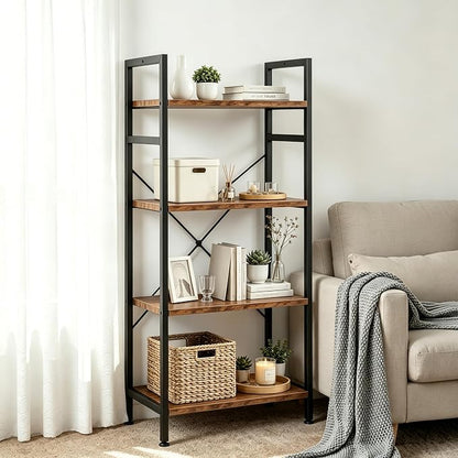 HealSmart 4 Tier Bookshelf, Free Standing Book Shelf Home Office Bookcase Shelf - Image 6