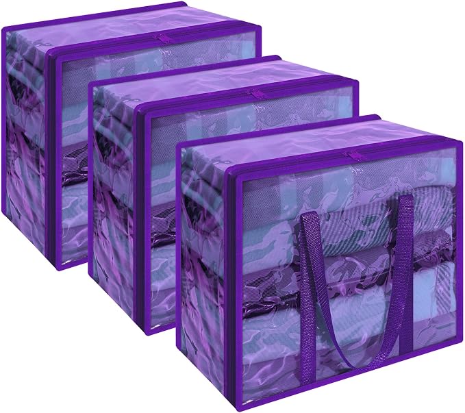 Vieshful Purple 40L Clear Clothes Storage Bag Colorful Clothes Organizer by Vieshful