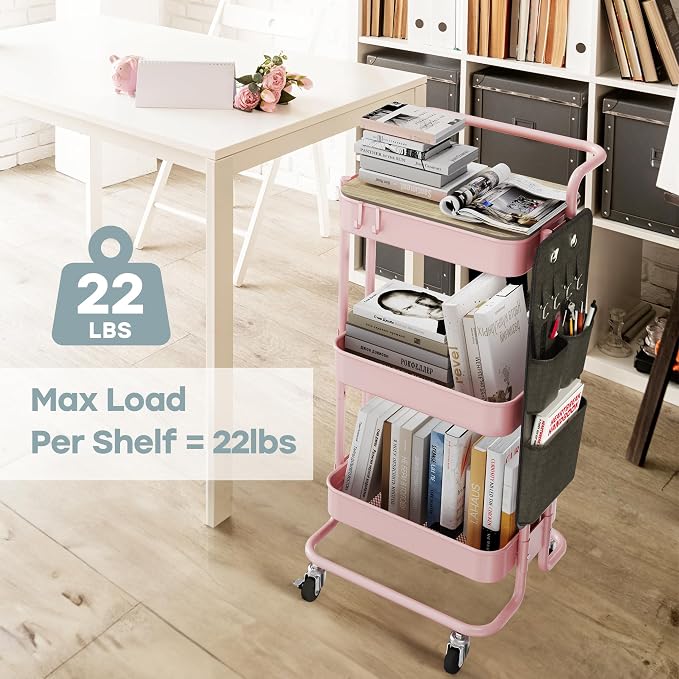 DTK 3-Tier Metal Utility Rolling Cart - Image 3