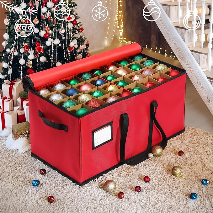 Christmas Decoration Organizer Ornament Holder Village Storage Chest Box，Tree - Image 2