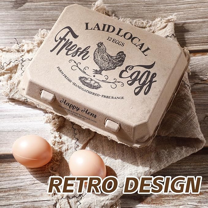 Zhanmai 100 Pack Egg Carton Bulk 12 Chicken Duck Egg Carton Vintage Printed - Image 7