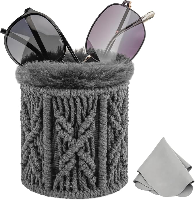 RayLove Glasses Holder for Nightstand, Boho Decor Eyeglass Case, Plush Lined by RAYLOVE