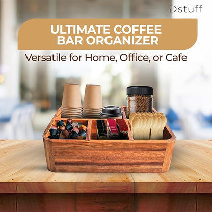 Dstuff Acacia Wood Coffee Station Organizer - Image 7