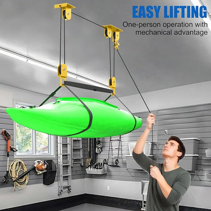 2 Pack Kayak Hoist for Garage Ceiling Storage, Kayak Lift Pulley System - Image 5