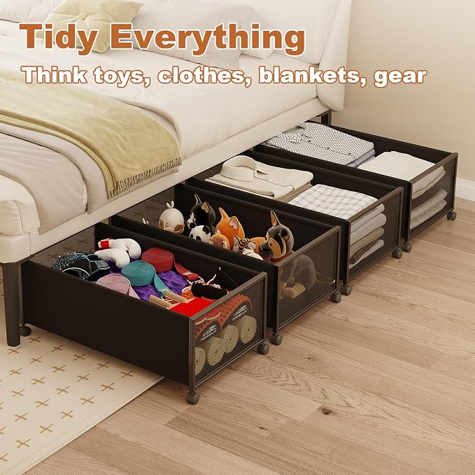 2 Pack Under the Bed Storage Containers, 12 inch Height Under Bed Shoe Storage - Image 6