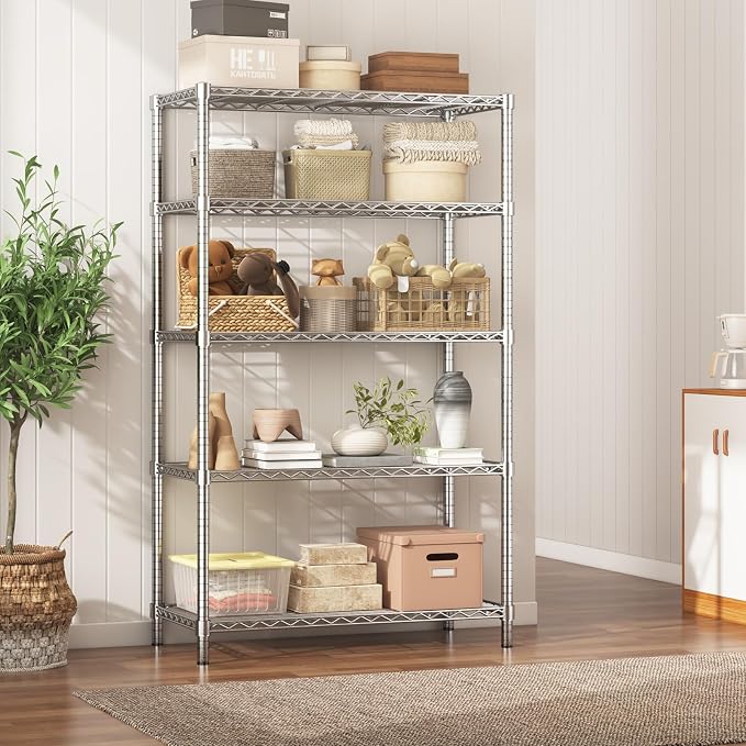ROOMTEC 5-Tier Heavy Duty Wire Shelving Unit, 2000 lbs Total Capacity - Image 9