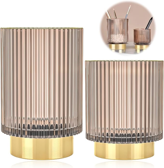 Makeup Brush Holder Organizer, Heavy Crystal Glass Brush Storage Holder - Image 6