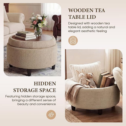 COLAMY Round Hidden Storage Ottoman - Image 6