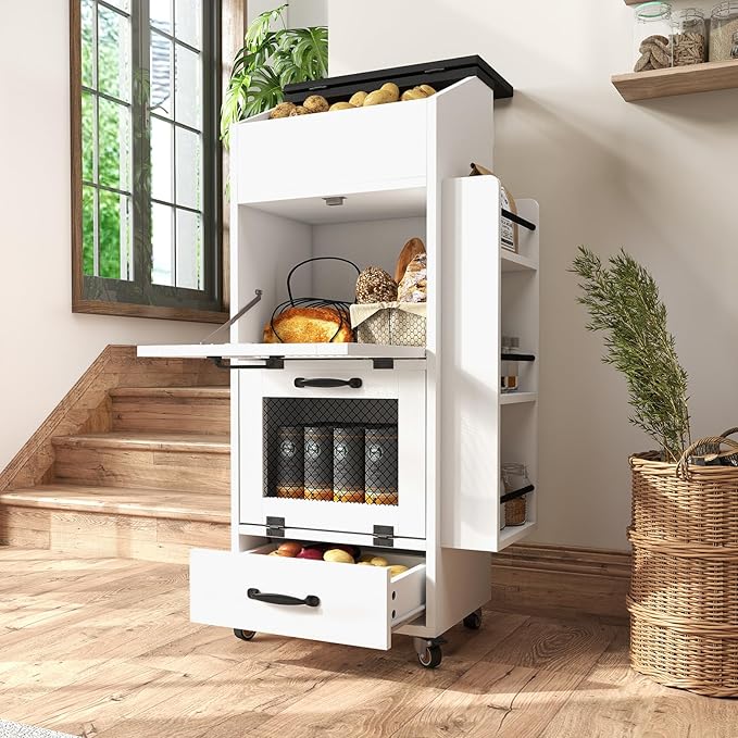 Verano Garden 16.0" Potato and Onion Storage Bin on Wheels, Bread Box | Fruit by VeranoGarden