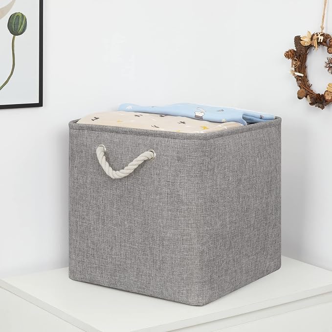 Bidtakay Grey Baskets Foldable Storage Cube Bins 13x13x13 Cube Storage - Image 9