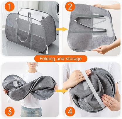 Large Collapsible Laundry Hamper, Breathable Mesh Design, Sturdy Steel Frame - Image 7