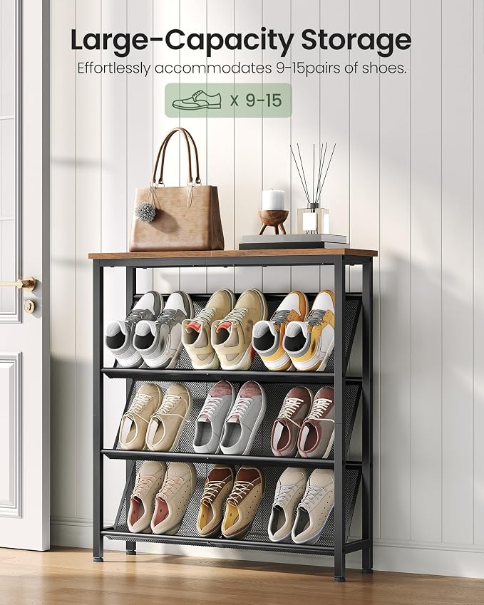 CHOEZON Shoe Rack, 4-Tier Slanted Shoe Storage Shelf, Narrow Shoe Rack - Image 9