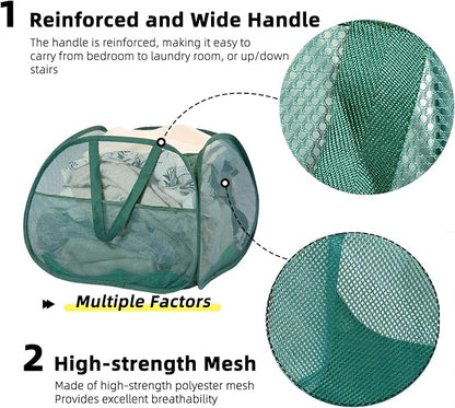 Collapsible Laundry Basket, 90L Mesh Pop-up Hamper - Image 3