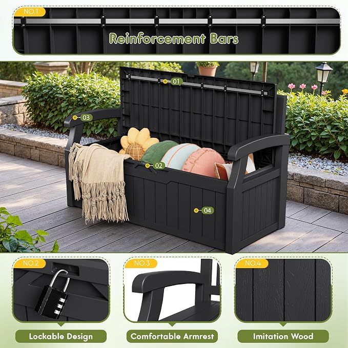 Greesum 80 Gallon Storage Bench Outdoor Deck Box - Image 4