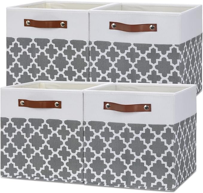 Temary 12x12x12 Fabric Storage Bins 4 Pack by TEMARY