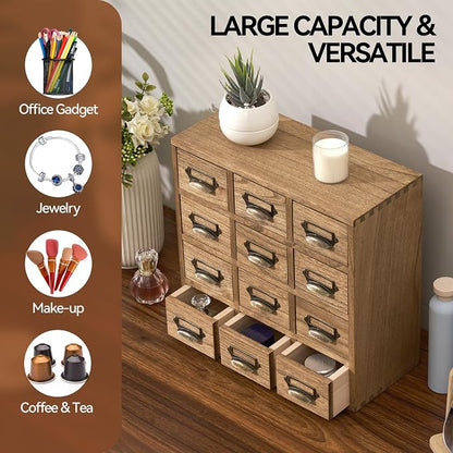 KIRIGEN Wooden Storage Cabinet, 12-Drawer Desktop Organizer, Tea Bags, Office - Image 7