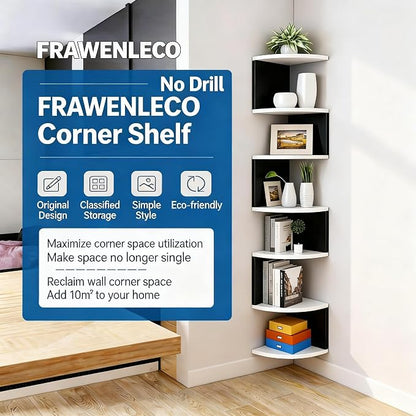 No-Drill Corner Shelf Wall Mount, 7-Tier Floating Corner Bookshelf - Image 3