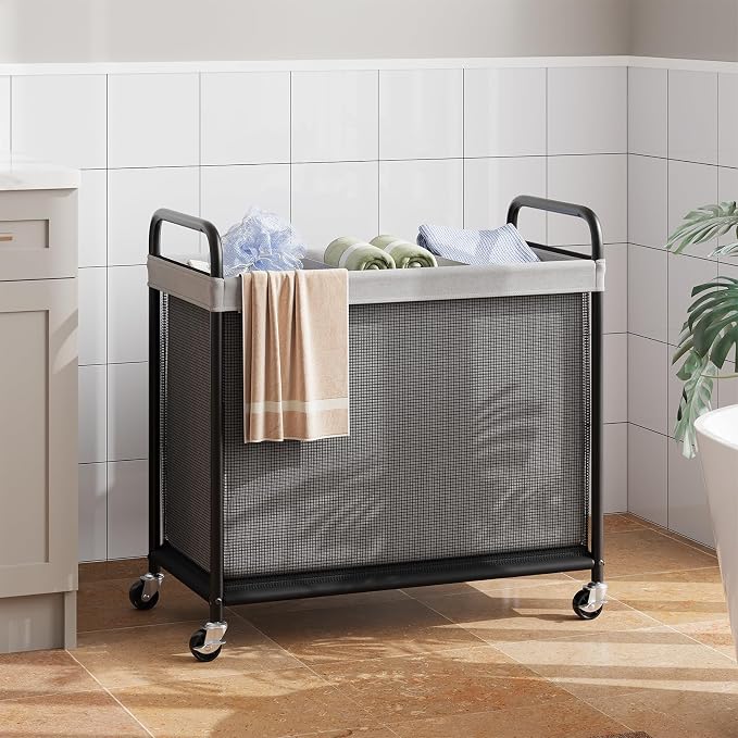 ELYKEN Laundry Hamper 3 Section, 120L Rolling Laundry Sorter - Image 8