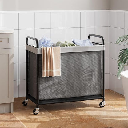 ELYKEN Laundry Hamper 3 Section, 120L Rolling Laundry Sorter - Image 8
