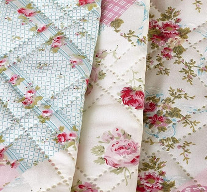 Brilliant Sunshine Pink and Green Rose Patchwork Sofa Armrest 5 Pockets - Image 4
