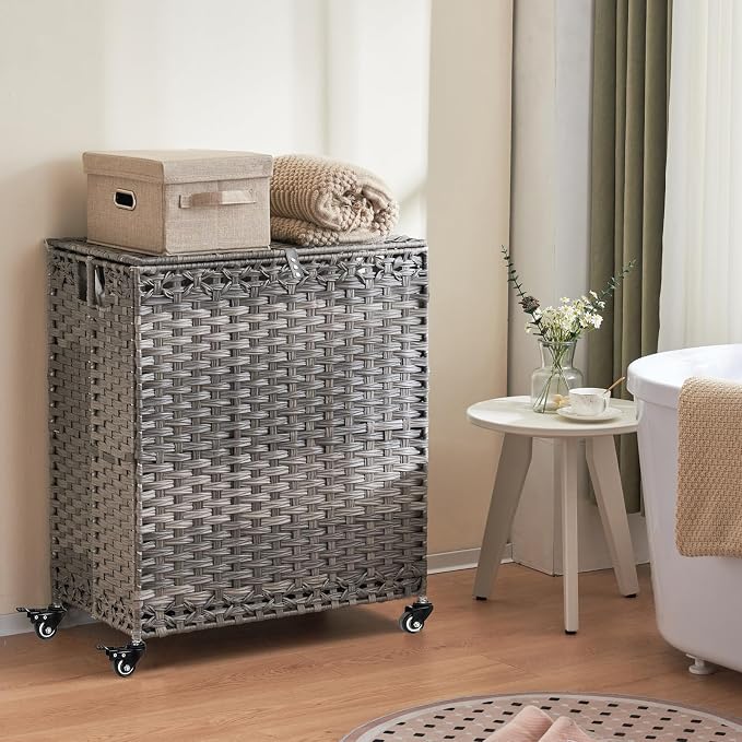 Laundry Hamper with Wheels&Lid, 50.2 Gallons Rolling Laundry Basket with Wheels - Image 2