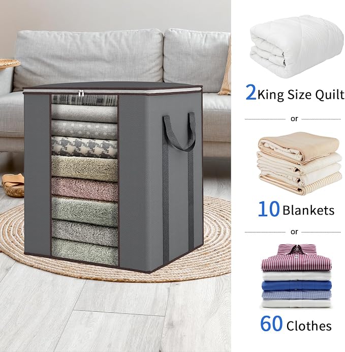 Fixwal Extra Large Blanket Storage Bags 120L Comforter Storage Bags - Image 2