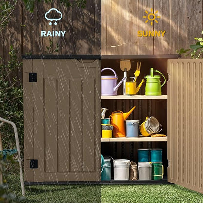 DWVO 35 Cuft Outdoor Horizontal Storage, Waterproof Resin Storage Shed - Image 3
