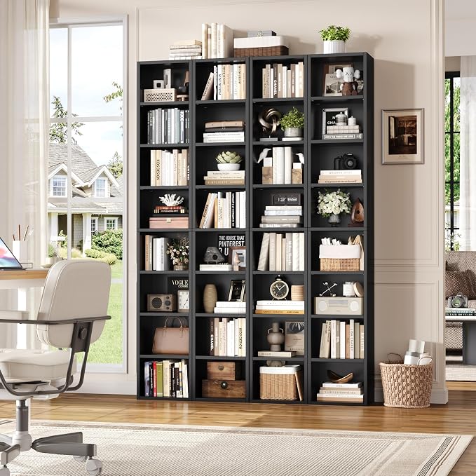 FOTOSOK Bookshelf Bookcase 8-Tier Narrow Bookshelf Tall CD Media Tower Rack | - Image 2