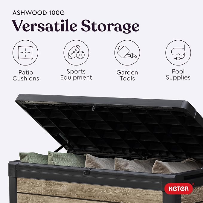 Keter Signature Collection 100 Gallon Resin Deck Box Organization Box and - Image 5