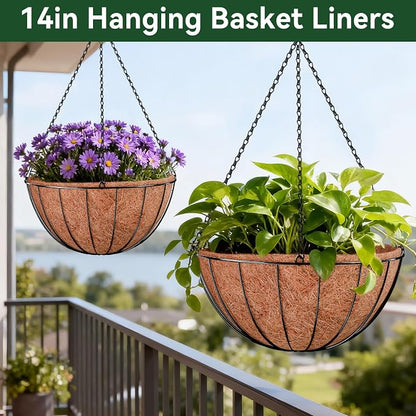 14 Inch Coco Liners for Planters, 4 Pack Hanging Basket Liners | Round Coco - Image 8