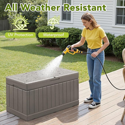 Devoko 78 Gallon Deck Box, Waterproof Resin Outdoor Storage Box - Image 4