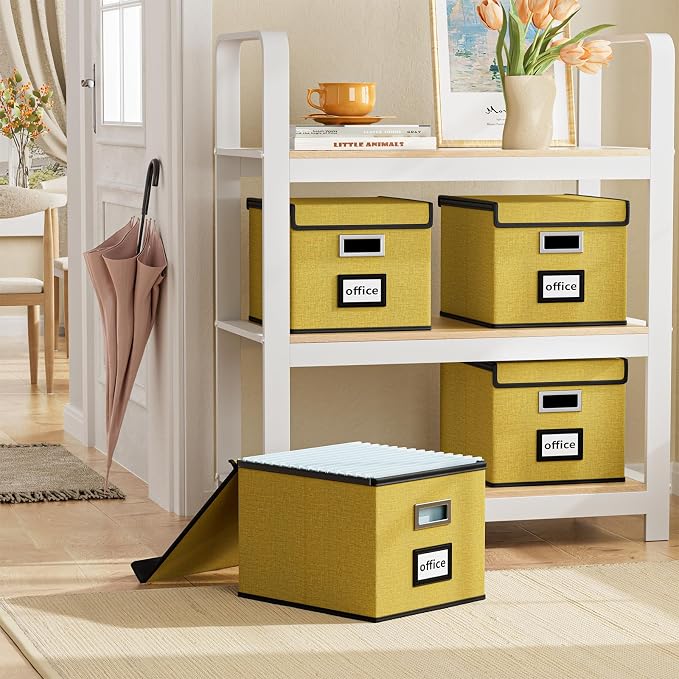 File Organizer Box with Lids, Collapsible File Folder Organizer | File Box with - Image 2