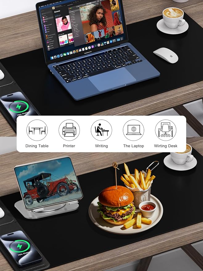 TopMade Mouse Pad with 15W Wireless Charging & Phone Holder, 31.5" x 15.75" XXL - Image 7