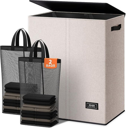 SOLEDI Large Double Laundry Hamper by SOLEDI