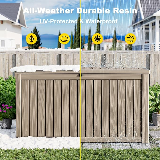 200 Gallon Waterproof Outdoor Storage Box, UV Resistant Resin Deck Box - Image 7