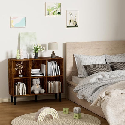 6 Cube Bookcase, Wooden Book Shelf Cube Storage Organizer - Image 7