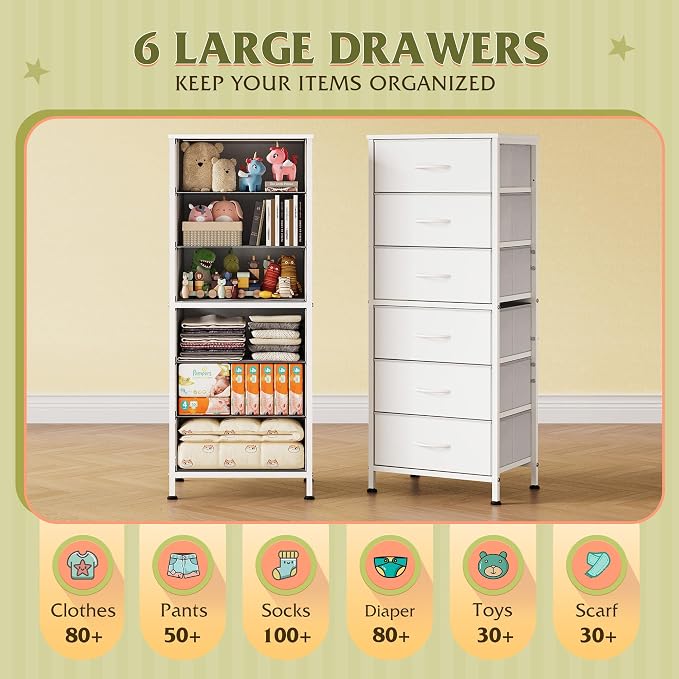 WLIVE Tall Dresser for Bedroom, 6 Drawer Dresser, Tall vertical design - Image 5