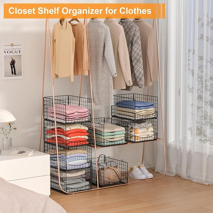 JKsmart 4-Tier Stackable Closet Organizer，Extra Large Clothing Cupboard - Image 9