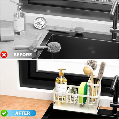 Cisily Off White Sponge Holder for Kitchen Sink, Sink Caddy Organizer - Image 6