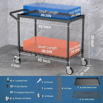 Leteuke 2 Tier Utility Cart - Image 5