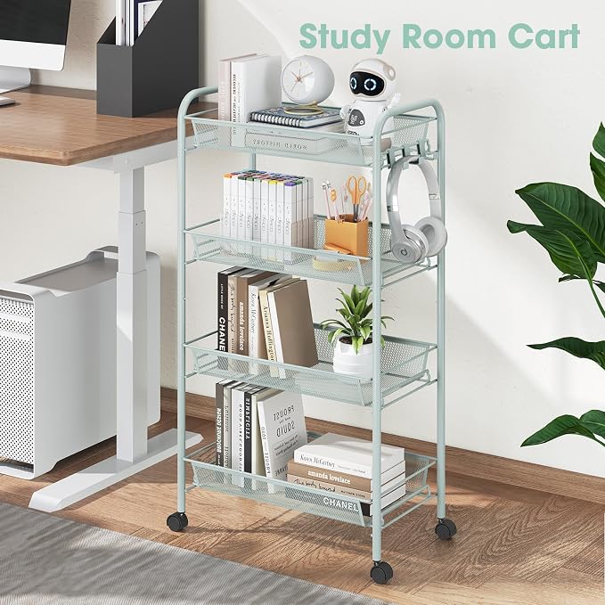 TOOLF 4-Tier Rolling Cart, Metal Utility Cart - Image 7