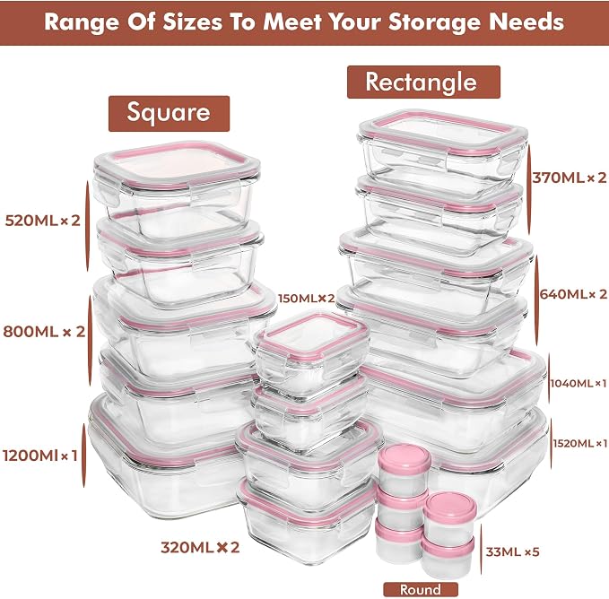 Razab 35 Pc Set Glass Food Storage Containers - Image 2