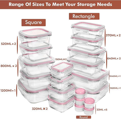 Razab 35 Pc Set Glass Food Storage Containers - Image 2