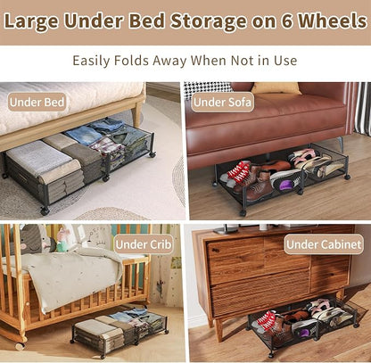 Under Bed Storage on Wheels, Upgraded 31.5 inch Large Rolling Under Bed Storage - Image 3