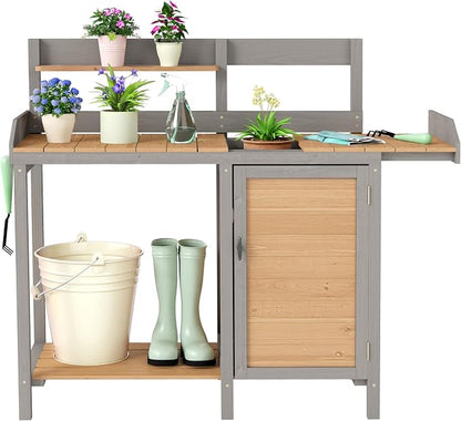 Wooden Potting Bench Table by Wood-Natrl