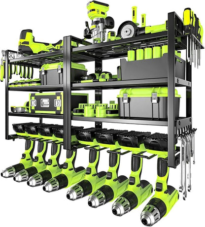 Power Tool Organizer Wall Mount, 4 Layers Capacity Heavy Duty Metal Storage Rack by TUSPEU