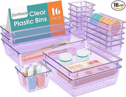 16 PCS Drawer Organizer Set, 5 Varied Size Bathroom and kitchen Drawer cabinet by StorMiracle