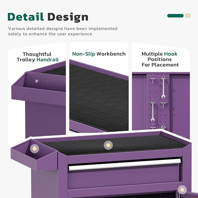 Greenvelly Tool Chest, 5-Drawer Rolling Tool Chest - Image 5